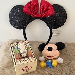 Disney bundle Black Minnie Mouse Ears with Red Sequin Bow
